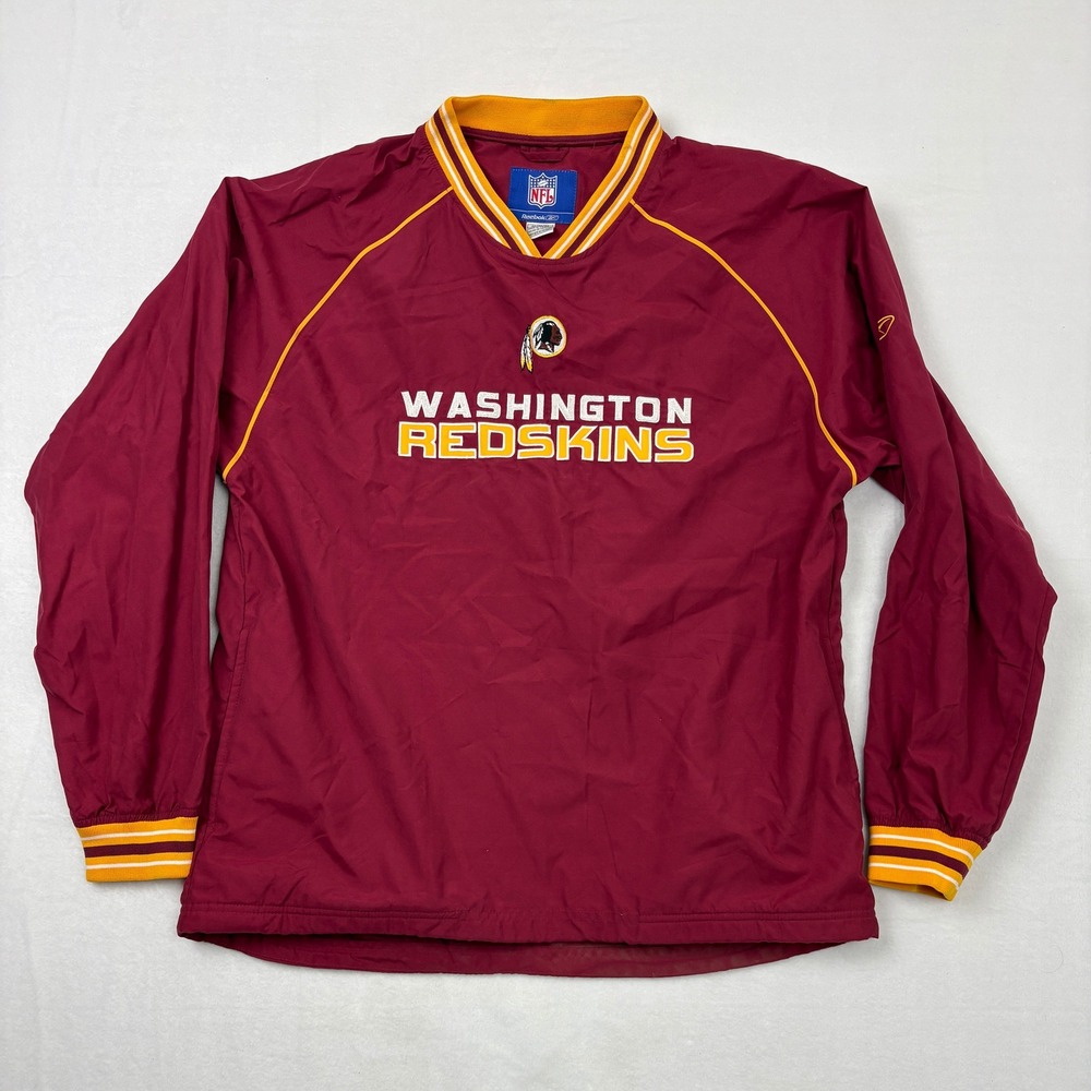 Reebok NFL Washington Redskins Windbreaker Pullover Shirt Mens Medium Burgundy